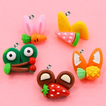 

Cartoon animal ear resin charms flatback DIY scrapbooking for hairbow earring keychain decoration crafts pendants accessories