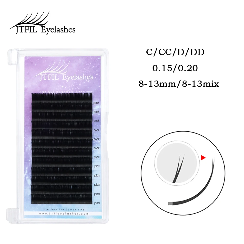 

Ellipse flat lashes soft Short Split-tips fake eyelash extension individual eyelashes nature flat ellipse eyelashes