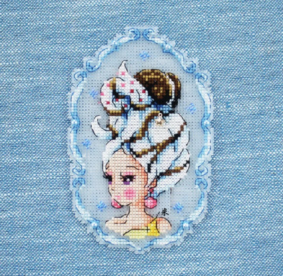 Refrigerator magnet top cream girl Cross stitch DMC set Creative Gift Handmade metal bookmark fairy tale princess series for cross stitch kit
