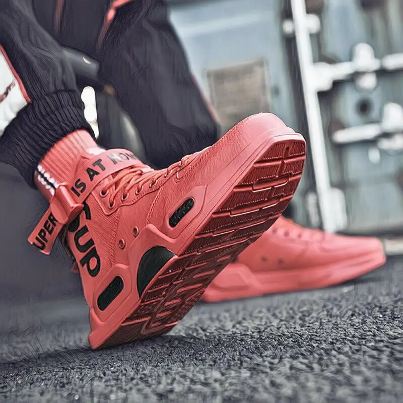 

Red High-Top Shoes Korean-style Trend Autumn And Winter Trendy Shoes Versatile High State Athletic Shoes Putian AJ Shoes Popular
