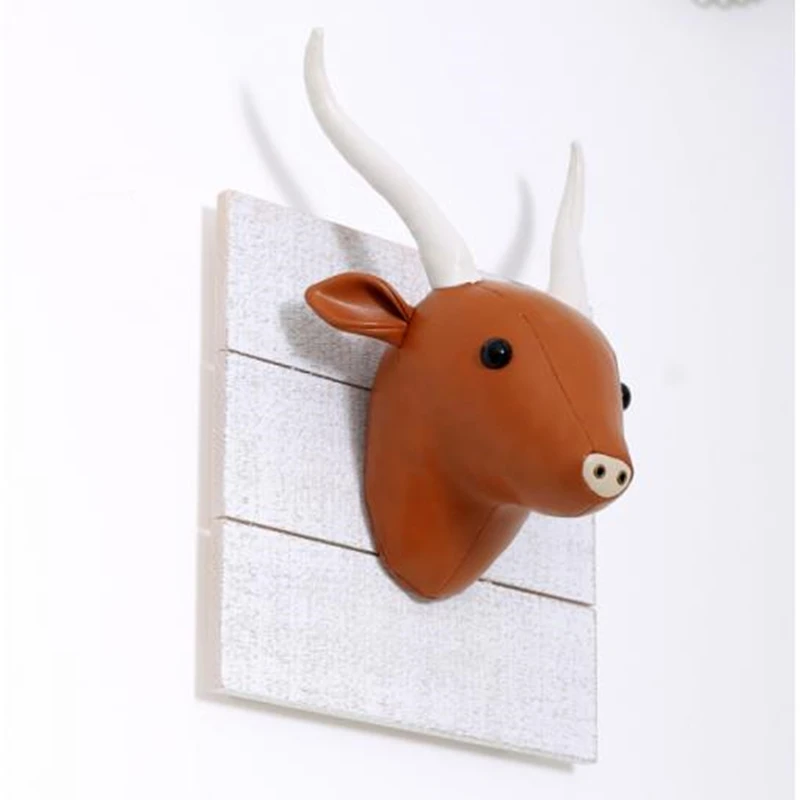 

PU leather Animal Antelope Wall Hanging ornament Art home Personalize Decoration For Room Creative souvenir Customize gifts toy