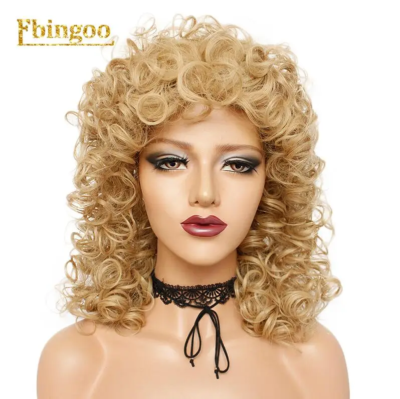 P4/613 Ebingoo, 70, 80, диско, Hallween, рокерский парик, короткий, кудрявый, золотой, блондин, синтетический парик для женщин, для ролевых игр, вечерние - Цвет: P4/613