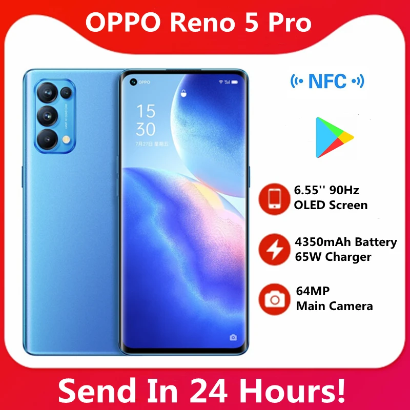 Oppo Reno 5-Pro 5G Google 128gb LTE/5G/WCDMA/.. Nfc Supervooc Octa Core In-Screen fingerprint recognition/face recognition