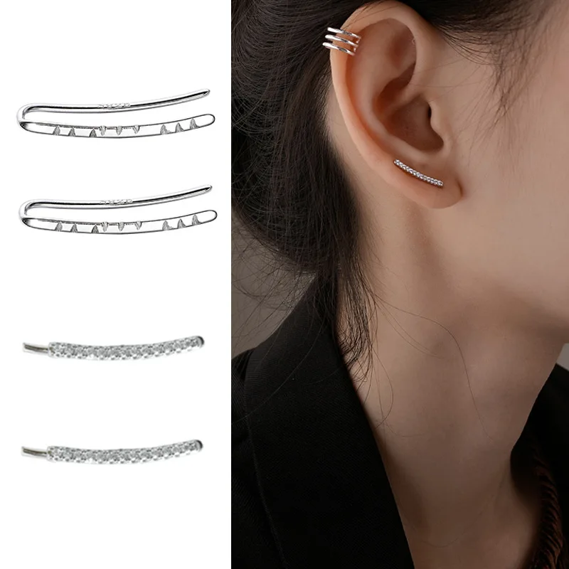 100 Real 925 Sterling Silver Simple Ear Climber Earrings Fine Crawler