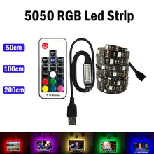 USB Светодиодная лента 5050 DC 5 В без водонепроницаемости RGB светодиодный 30 светодиодный s светильник гибкий 50 см 1 м 2 м для ТВ фоновый светильник ing