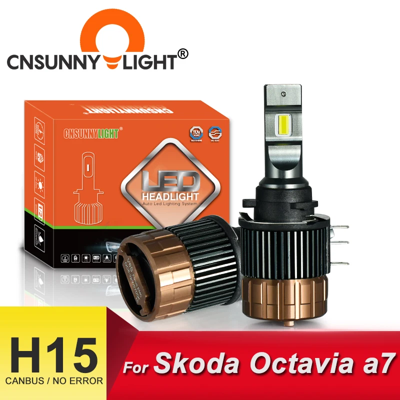 CNSUNNYLIGHT без мерцания Автомобильный светодиодный H15 Фары Лампы CANBUS 15000Lm 5700K ходовые