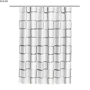 

Big grid pattern Waterproof PEVA Shower Curtain Liner Transparent Mildew Curtain Bathroom Products With High Quality Hooks 1PC