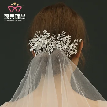 

NPASON J6230 2020 bridal handmade hairpin 2019 new Rhinestone hairpin headdress European and American Bridesmaid side clip