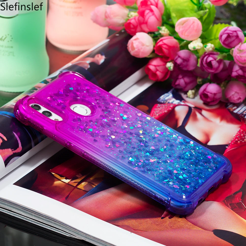 Чехол для Huawei P Smart 2019 усиленный Блестящий градиентный чехол бампер с жидким