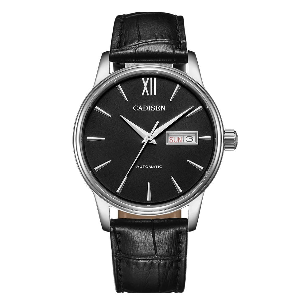 CADISEN автоматические часы для мужчин механические часы из натуральной кожи Топ люксовый бренд Япония NH36A наручные часы Relogio Masculino - Цвет: Black belt