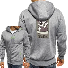 Eu como até dormir panda hoodie dos homens casual zíper solto jaquetas harajuku moda outerwear dos desenhos animados gráfico jaqueta masculina casaco