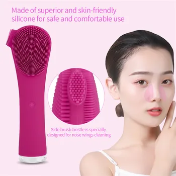 

Double Side Electric Facial Cleansing Brush Silicone Waterproof Dead Skin Removal Blackhead Extractor Exfoliating Face Cleanser