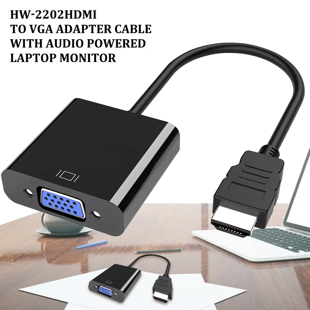 Кабель-адаптер HDMI-совместимый с VGA кабель-преобразователь 1080P аудиокабелем для HD