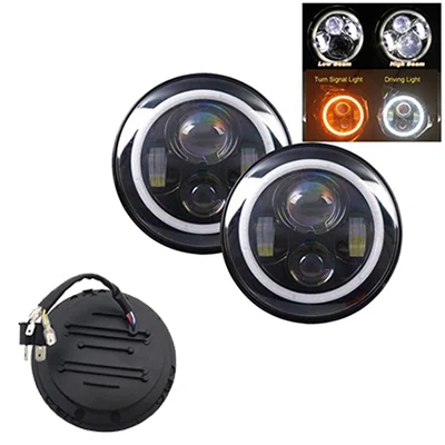 Black with halo 40w Yait 2 шт. 7 дюймов круглые светодиодные фары дальнего ближнего света DC12v 24 в фары для Wrangler Lada 4x4 urban Niva suzuki samurai - Цвет: Black with halo 40w