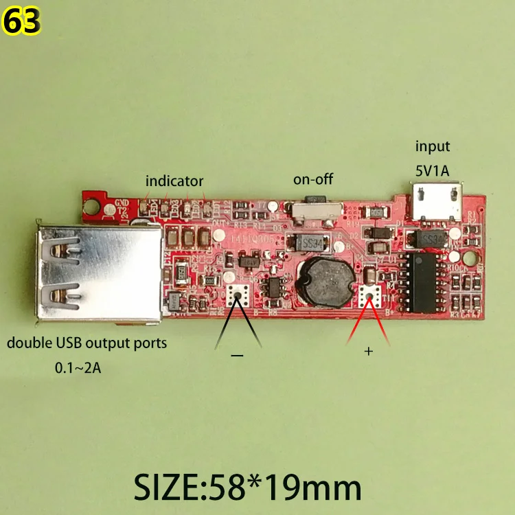 5V 1A Мобильный Внешний аккумулятор модуль зарядная плата PCB зарядное устройство контроллер двойной usb порты DIY аксессуары Замена для телефона MP4 - Цвет: 63