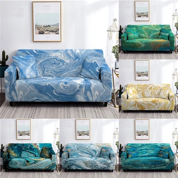 

Marble Geometric Water Color Sectional Couch Cover Elastic Stretch Sofa Cover Armchair Slipcovers Love Seat for Living Room