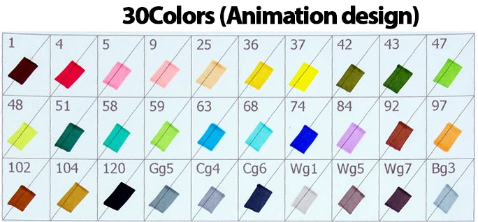 30colors TOUCHNEW EF818 Super Brush Alcohol Based Art Markers Dual Head Manga Drawing Pens Alternative Copic Sketch - Color: 30colors