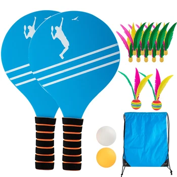 

Pingpong Outdoor Sports Fun Office Home Entertainment Family Badminton Indoor Training Beach Wooden Paddle Game Set For Kids