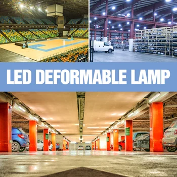 

E27 Led Garage Lamp E26 3-Leafs Deformable Led Light 220V Led Bulb 40W 60W 80W Hanging Lighting For Basement Workshop Warehouse