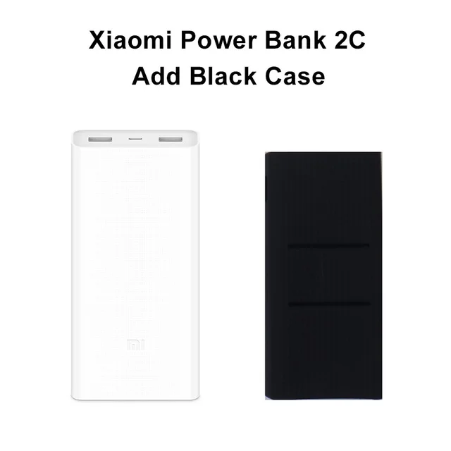 2C Add Black Case Xiao mi power Bank 20000mAh 2C портативное зарядное устройство mi внешний аккумулятор power bank 20000 mah Поддержка QC3.0 Dual USB для мобильных телефонов - Цвет: 2C Add Black Case