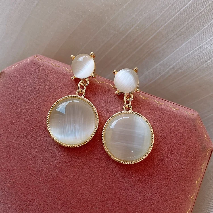 

Fashion Round water drop Opal Stud Earrings Gifts Jewelry Making Minimalist style Geometric Stud Earrings For Women Accessories