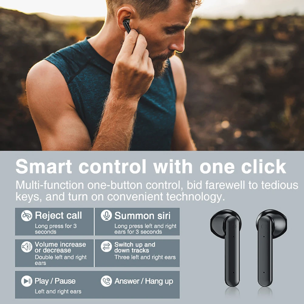 TWS Bluetooth Earphones Wireless Headphon 300mah Charging Box Sports Waterproof Digital display Earbuds Headsets With Microphon