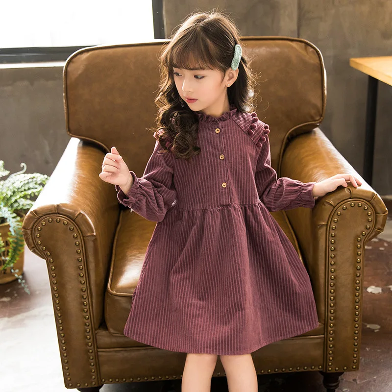 Милое осеннее платье принцессы с длинными рукавами для маленьких девочек; одежда; очень милая хлопковая одежда в консервативном стиле