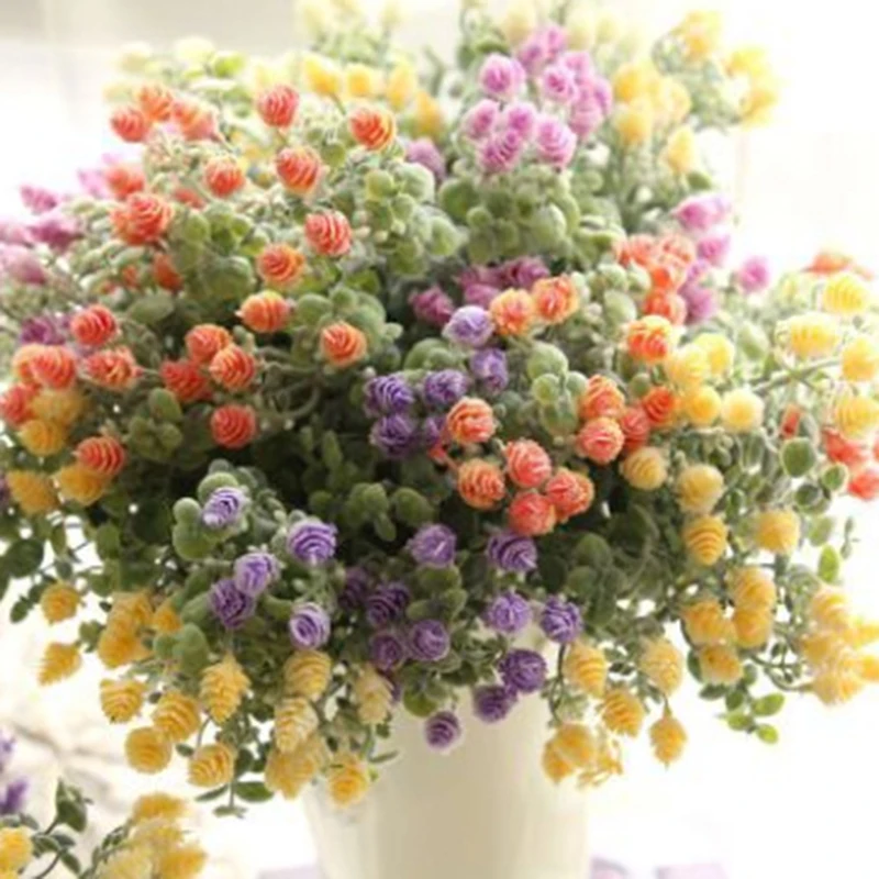 Simulation Plastic Flower Artificial Milan Bayberry Grass Fake Flocking Flower For Wedding Party Home Decor