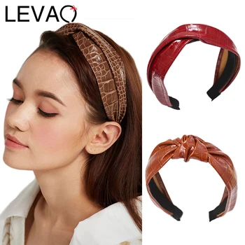 

LEVAO Synthetic Leather Headband Knotted Twisted Hairbands Elegant Bezel Turban Women Girls Hair Accessories Hair Hoop Headwear
