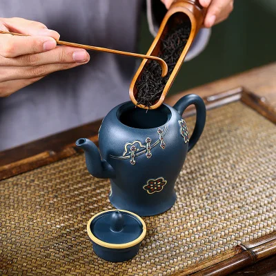 280cc Yixing Zisha горшок Рудный лазурный грязевой классический Cheongsam горшок знаменитый ручной работы чайный набор кунг-фу предпочтительный подарок
