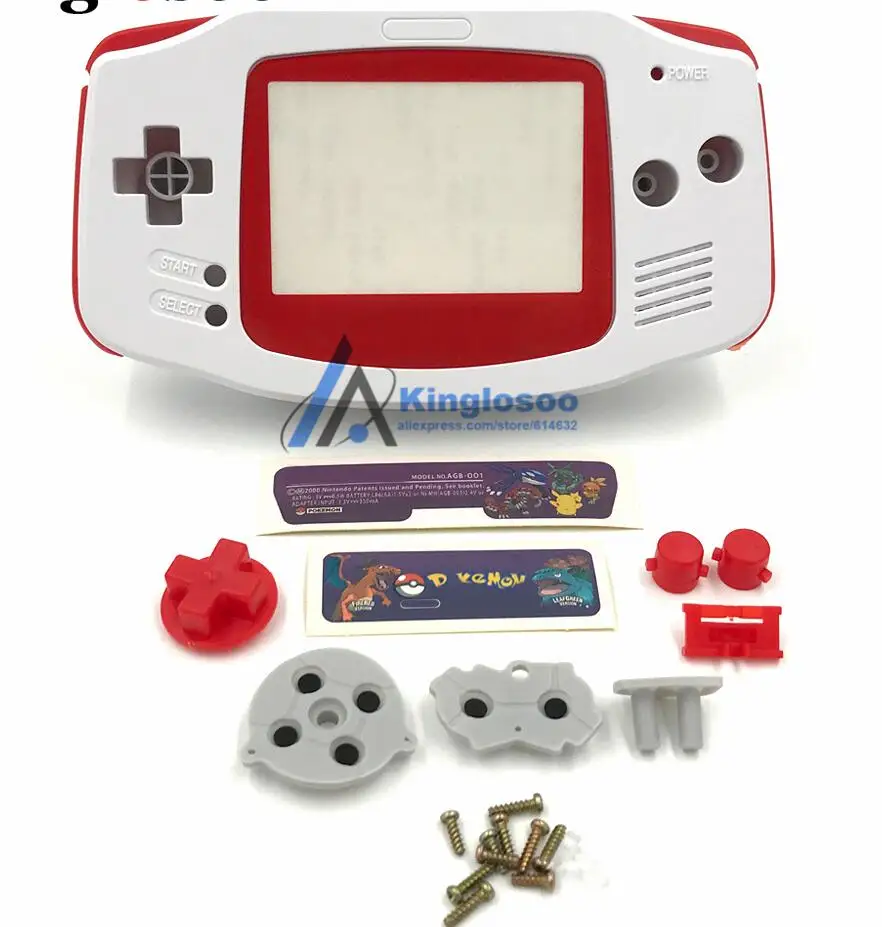 DIY полный набор корпус Оболочка Чехол ж/проводящая резиновая накладка кнопки для игры мальчик Advance Игровая приставка GBA - Цвет: White Red