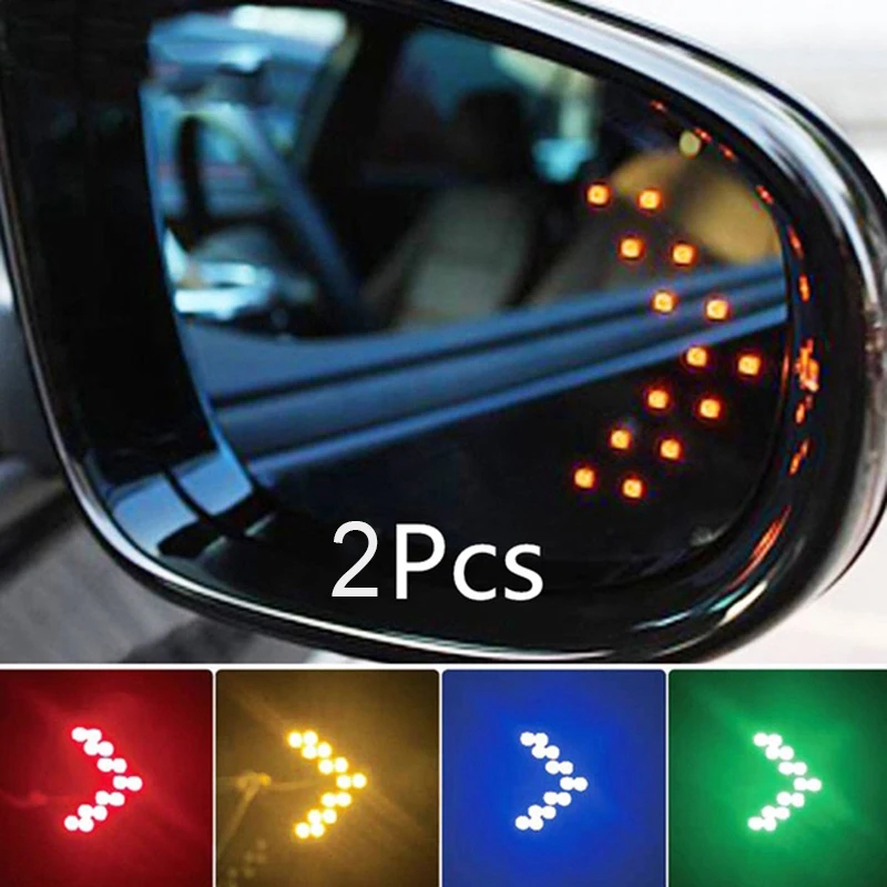Description Picture 3 of item2 pieces/set multicolor 14SMD hidden LED Arrowhead auto rearview mirror turn signal auto LED rearview mirror lamp 12V