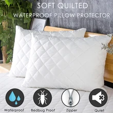 LFH Standard Queen King Size Quilted Waterproof Pillow Protector 2PCS/Lot Soft Breathable Bed Pillow Cover Bedbug Proof