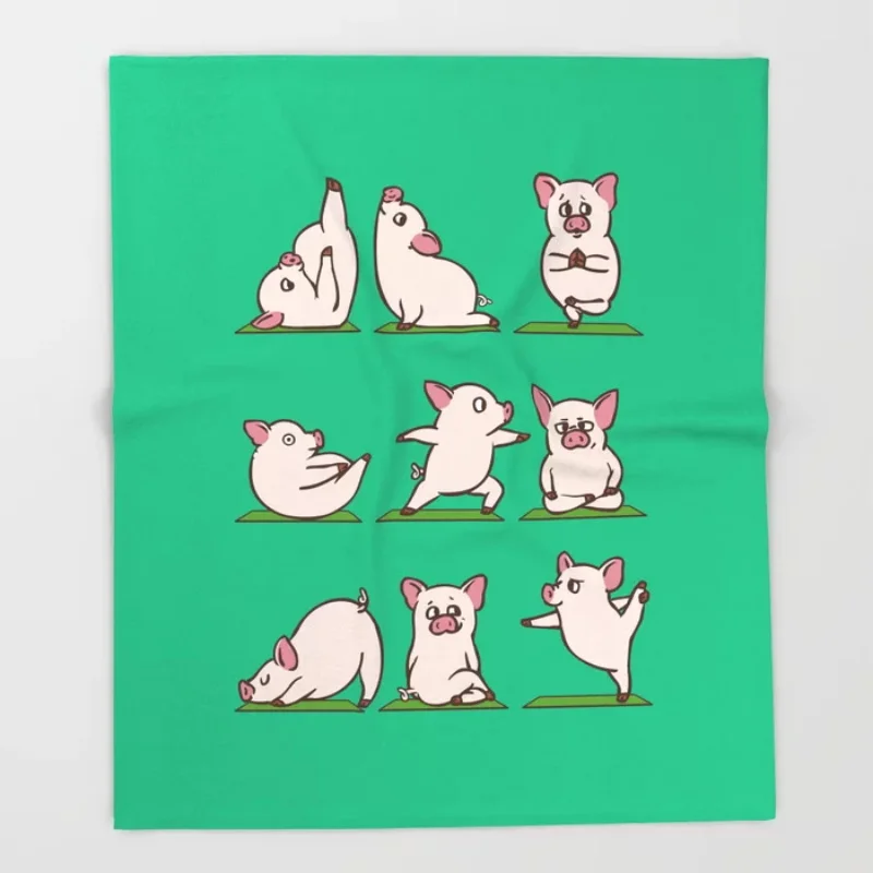 Pig Yoga Throw Blanket