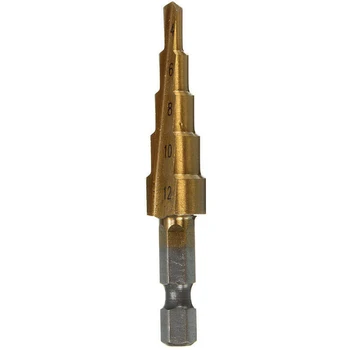 

4-12mm HSS Step Cone Drill Bit Hole Cutter Dint Tool 6.35mm Hex Shank Access Kit