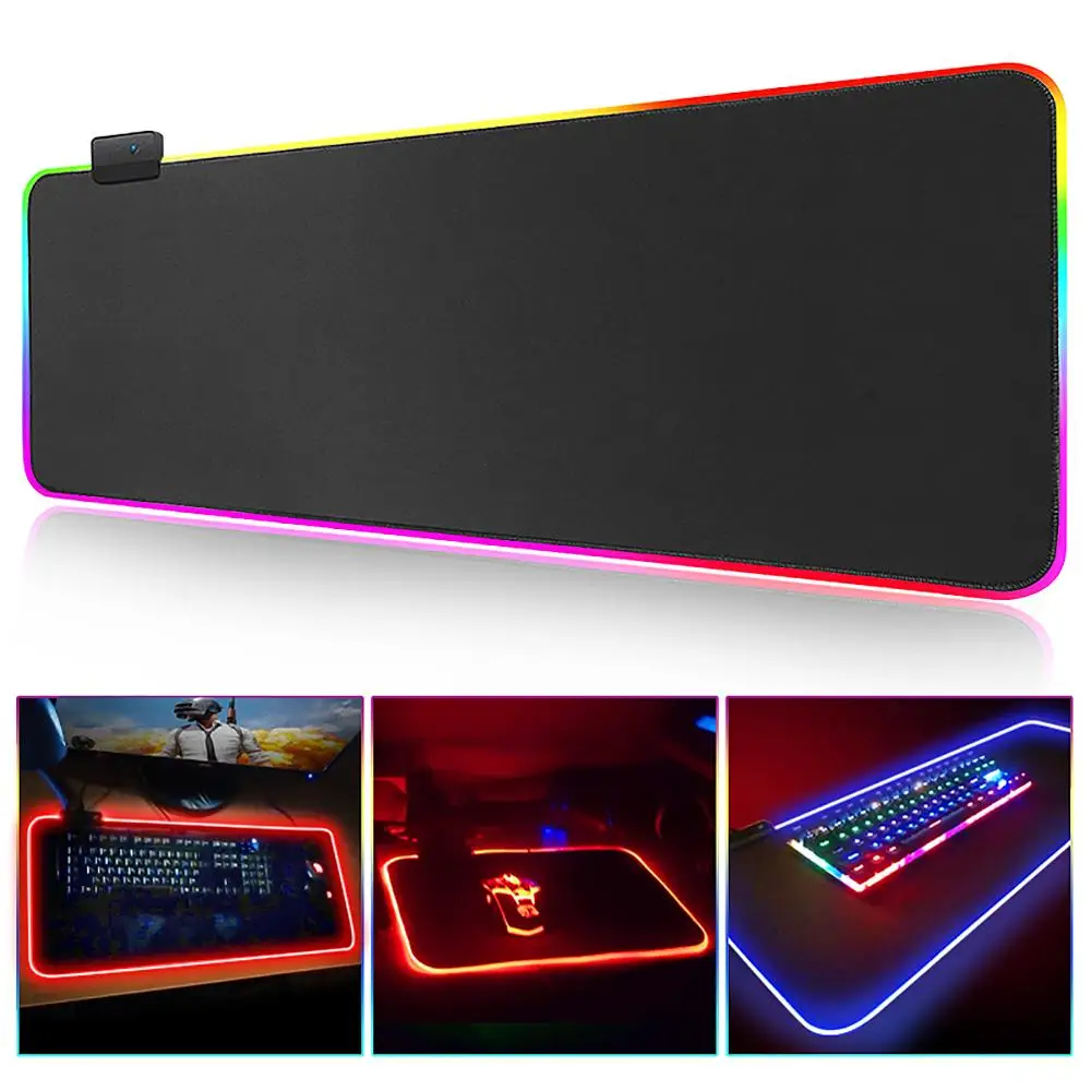 Игровой коврик для мыши Gamer RGB большой компьютерный XXL Подсветка Mause Pad 900x400