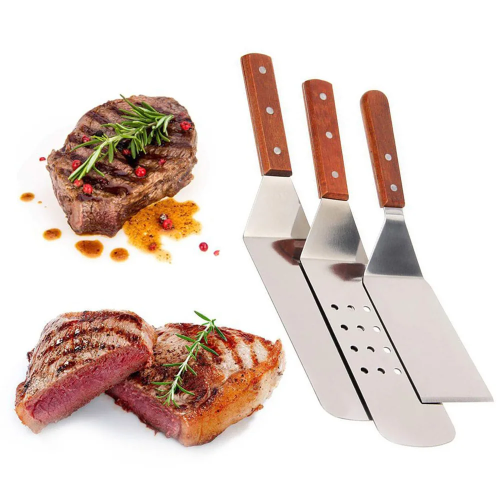 3pcs,Stainless Steel Cooking Spatula Kitchen Cookware Accessories Barbecue Tool Cooking Shovel Stainless Steel