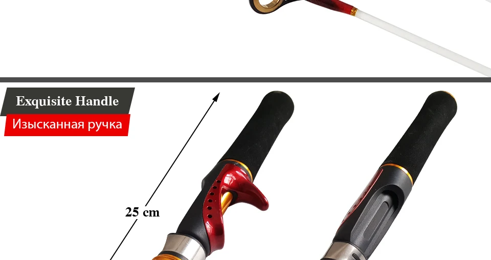 K8356 Mini Ice Fishing Rod Raft Rod Portable Winter Fishing Ice Rods Ultralight EVA Handle Fiberglass Fishing Tackle 55cm 75cm_05