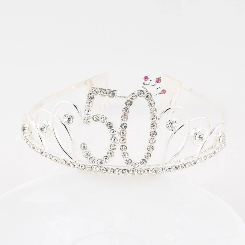 30th 40th 50th 60th 80th Кристалл день рождения тиара Корона для женщин День рождения королева оголовье с днем рождения украшения принадлежности