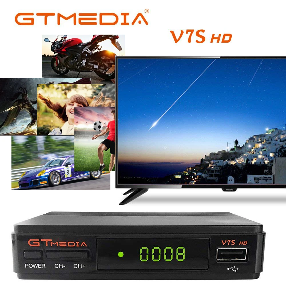 GTMEDIA V7S HD рецептор 1080P Full HD DVB-S2 DVB-T2 обновленный спутниковый ТВ приемник+ 1 год cccam поддержка H.265 Newam Youtube tv box