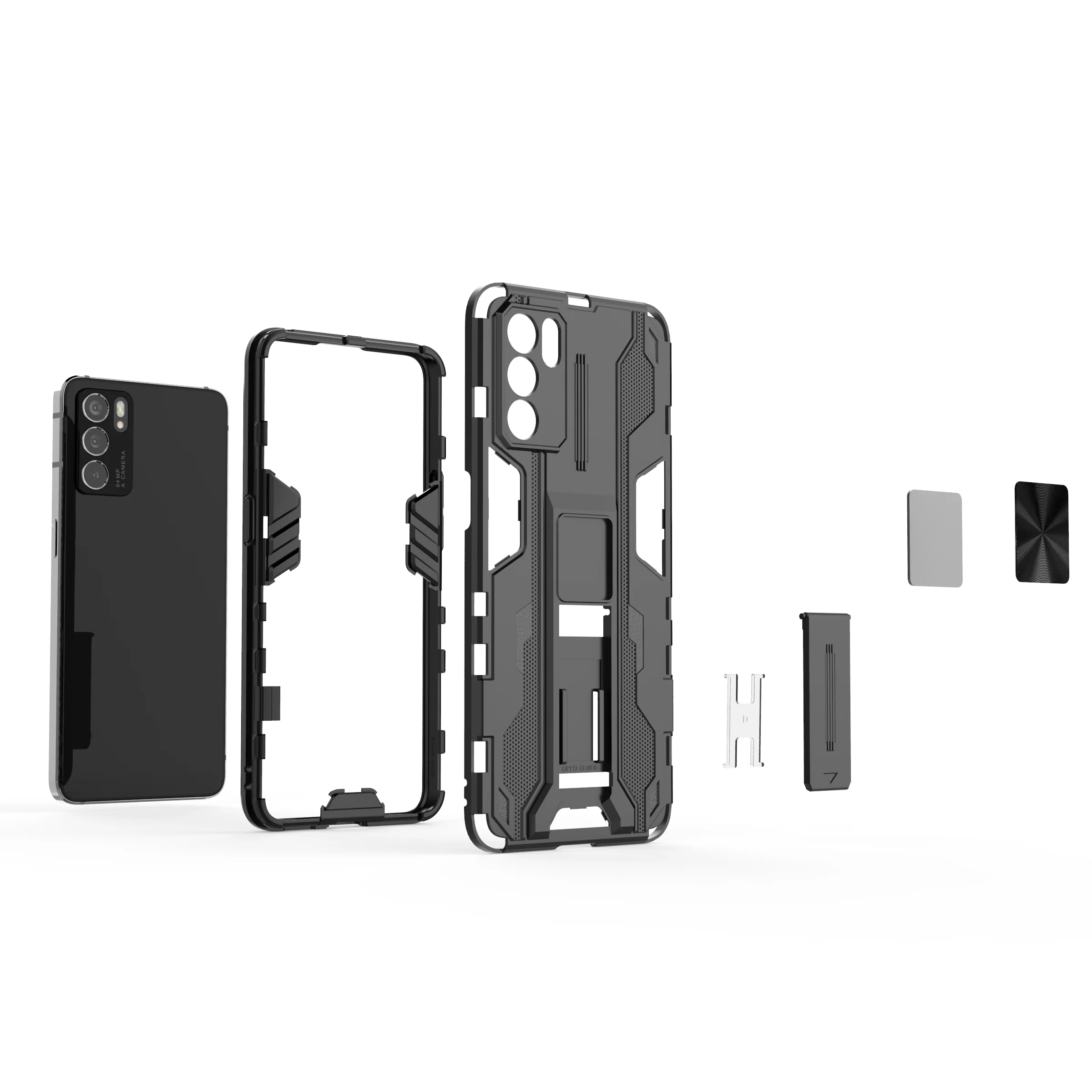 Armor Metal Magnetic Phone Case For Oppo Reno Find F19 X3 5Z 5G K9 4G Lite 5F 6 Pro Plus 5  Invisible Bracket Protector PC Cover