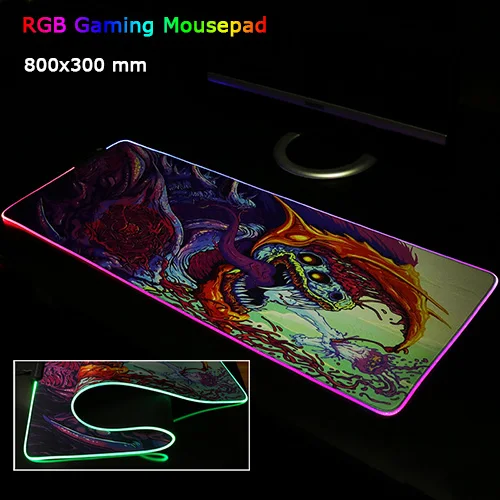 Большой светодиодный игровой коврик для мыши с RGB подсветкой XL геймерский коврик Grande коврик для мыши cs go Hyper Beast 800x300 для компьютера - Цвет: Gaming Mousepad