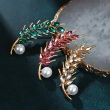 Lan hao корейская мода Кристалл Сплав жемчуг Пшеница Брошь Мужская и женская