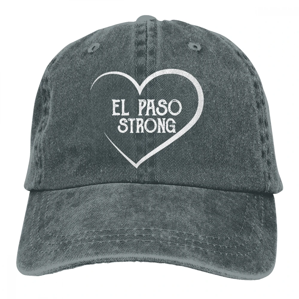 Сердце EL Paso сильный Casquette черный унисекс Мужские Женские джинсовые бейсболка с ремешком кепки Регулируемый Гольф папа шляпа