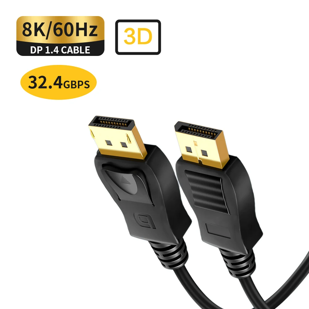 

DisplayPort 1.4 cable for apple tv box Xiaomi ps5 laptop computer projector display port cable monitor connect DisplayPort cord