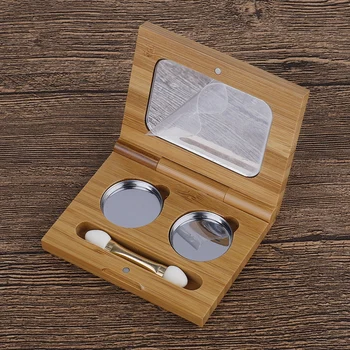 

20Pcs/Lot Bamboo Cosmetic Eyeshadow Powder Container with Mirror, DIY Natural Bamboo Wooden Magnetic Blusher Compact Case
