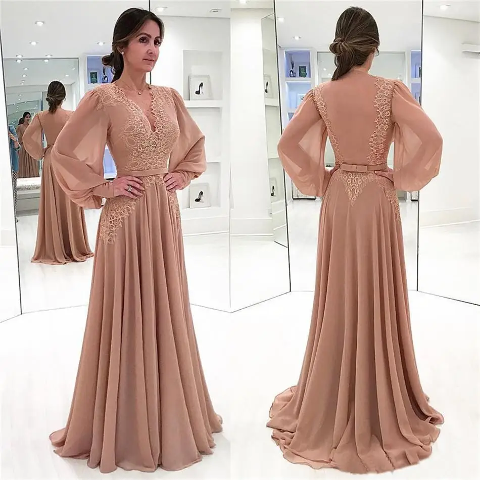 Elegante Chiffon Moeder van de Birde Jurken 2019 EEN lijn Volledige Mouw Lange Bruiloft Evenementen Party Prom Jurken Elegante Chiffon Moeder van de Birde Jurken 2019 EEN lijn Volledige Mouw Lange Bruiloft Evenementen Party Prom Jurken