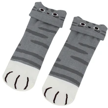 1 пара, женские весенние длинные носки, милые забавные хлопковые носки с кошачьими ушками, 95AB