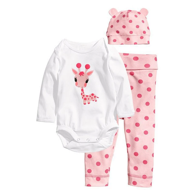 Pink Милые комплекты одежды с Минни Маус для маленьких мальчиков и девочек из 3 предметов хлопковый комбинезон с длинными рукавами и штаны комплект одежды на осень и весну, Одежда для новорожденных - Цвет: Pink