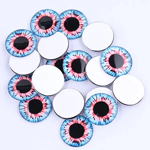 FT-04 Mixed super thin 14mm round eye photo glass cabochon diy flatback handmade jewelry accessories for dolls making - Цвет: FT-04